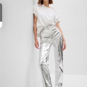 High Rise Vegan Leather Cheeky Straight Pants